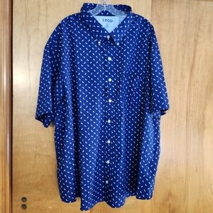 Izod Men's Navy and White Casual Shirt